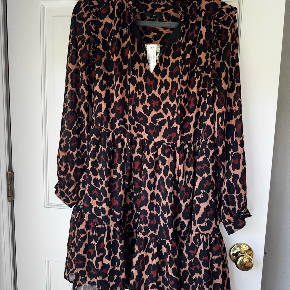 J. Crew Leopard Print Mini Dress - Black and Brown